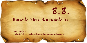 Beszédes Barnabás névjegykártya